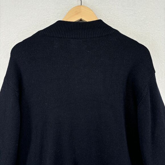 ALEX CANNON Sweater Mens L Merino Wool Blend 1/4 Zip Colorblock Pullover Black - Picture 5 of 13